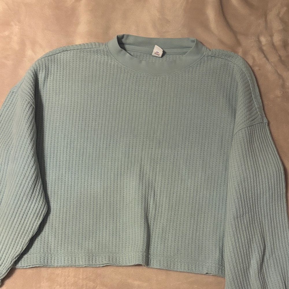 Light Turquoise Ribbed Sweater